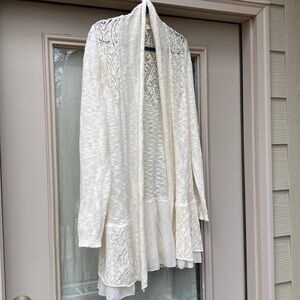 Cream Knit Cardigan w/ Lace Details Sz M